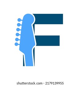 Letter F Music Logo. Podcast Logotype and Dj, Rock and Jack Music Logo Design Vector Template