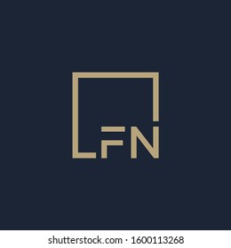 letter F N Logo design with square frame line. business consulting concept. studio, room, group icon. - vector