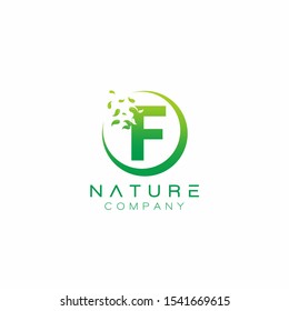 Letter F Nature Leaf Logo Design Vector
