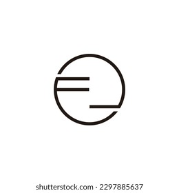 Letter F and number 2, circle line geometric symbol simple logo vector