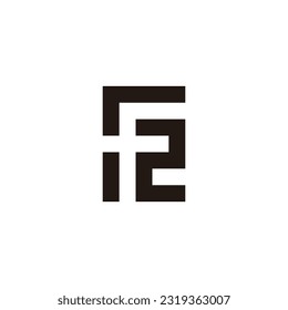 Letter f number 2 square geoemtric symbol simple logo vector