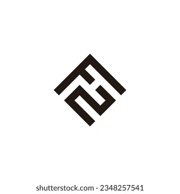Letter F number 2 square, elegant geometric symbol simple logo vector