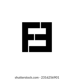 Letter F number 3 and 8 square geometric symbol simple logo vector