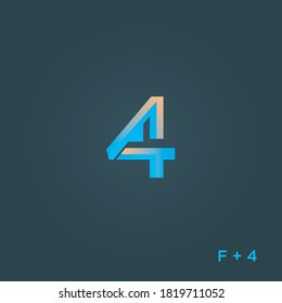 Letter F and Number 4 Gradient Logo Design