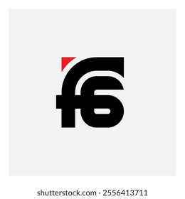 Letter F and number 6 (six) - logotype. Vector logo. F6 - design element or icon.