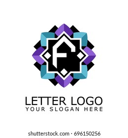 Letter F with octagonal Flower