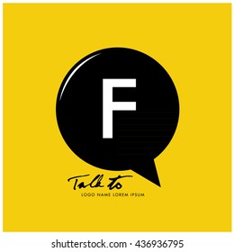 Letter F on bubble talk icon as an integrated communication. Design Template for the communication, commercial, technology, and campaign activities