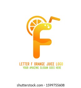 Letter F Orange Juice Logo Template Design Vector Illustration on White Background - Fresh Drink and Beverage Logo for Company - Cafe and Restaurant