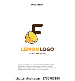 Letter F Orange Juice Logo Template Design Vector Illustration on White Background - Fresh Drink and Beverage Logo for Company - Cafe and Restaurant