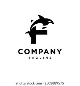 Letter F Orca Logo icon vector