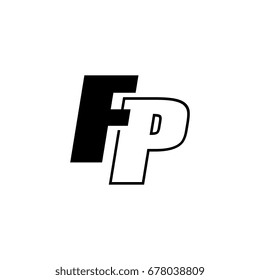 letter F and P logo overlapping black negative