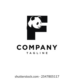 Letra F Panda Vector de icono de logotipo