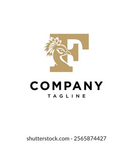 Letter F Peacock Bird Logo Icon vector