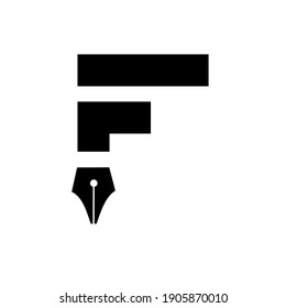 letter f pen logo icon design