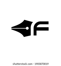 letter f pen logo icon design