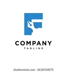 Letter F Pen Writing Logo Icon Vector