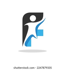 Letter F People Logo Design Template Inspiration, Vector Illustration.