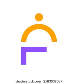 Letter F people simple minimal colorful logo