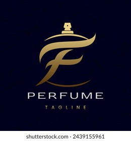 Letter F Perfume Logo Design, Elegant Luxury Scent Initial Logo