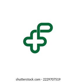 letter f pharmacy plus medical logo vector 