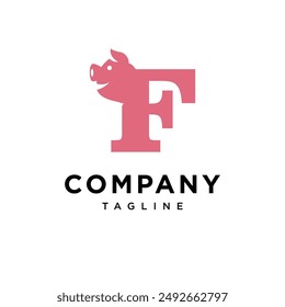 Letter F Pig Head logo icon vecto