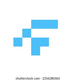 Diseño de logotipo de tecnología de datos de píxeles F de letra