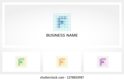Letter F Pixel Dots Logo