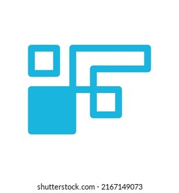 Diseño de logotipo creativo de la línea de píxeles de la letra F