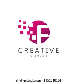 Letter F Pixel Logo Template Eps.10