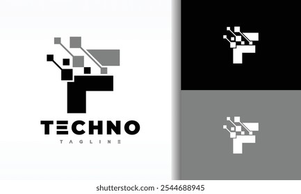 Letra F Pixel Tech logo