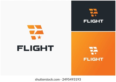 Letter F Plane Travel Airplane Trip Flight Tour Transportation Vector Logo Design Illustration