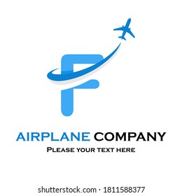 Letter f with plane vector logo. Suitable for travel,transportation, agency, brand, corporate etc