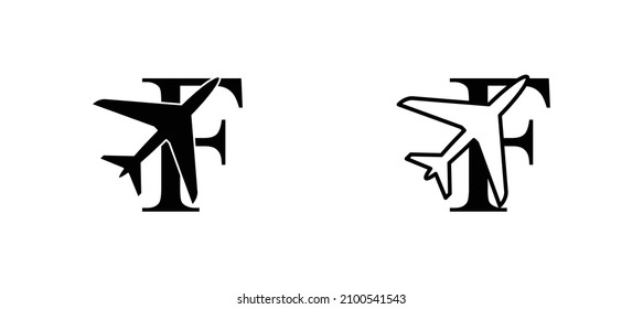 letter F plane vector template airplane logo airlines company travel agency logo 