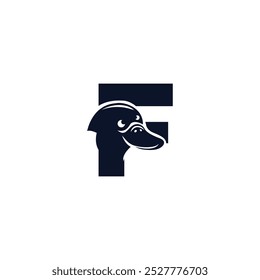 Buchstabe F Platypus-Logo-Ikone, Vektor.