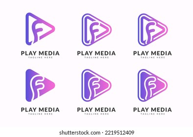 Letter F play media creative gradient logo