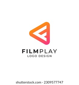 letter F and playbutton logo design