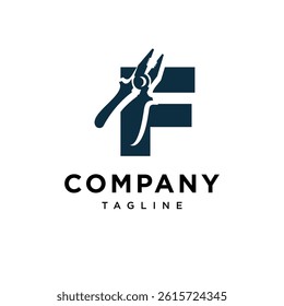 Letter F Pliers Logo Icon Vector