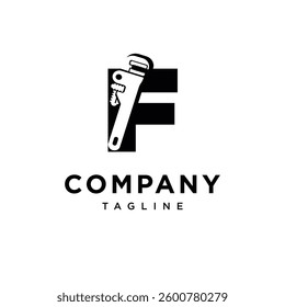 Letter F Plumbing Wrench Logo Icon Vector