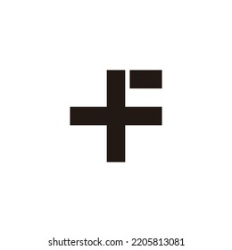 Letter F, plus, geometric symbol simple logo vector