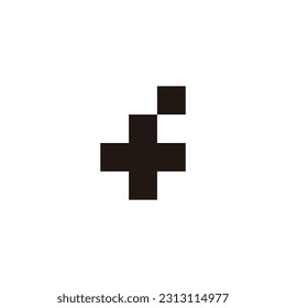 Letter f plus, square geometric symbol simple logo vector