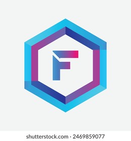 LETTER F POLYGON LOGO DESIGN CONCEPT BRANDING