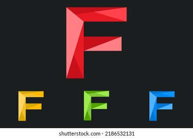 Letter F Polygonal Logo Vector Illustration. low poly, geometric design