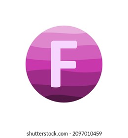letra f con plantilla de diseño de vector de gradiente de círculo púrpura en fondo blanco.