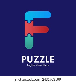 Letter f with puzzle design logo template illustration