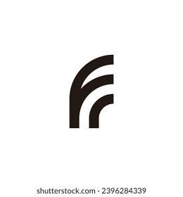 Letter F r curve geometric symbol simple logo vector