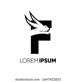 Letter F Rabbit Run Logo Design Vector Image Icon Graphic Emblem Symbol Illustration