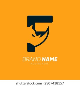 Letter F Rhino Horn Logo Design Vector Icon Graphic Emblem Illustration 