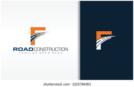 Letter F with road logo vector stock, the creative design concept for highway maintenance and construction