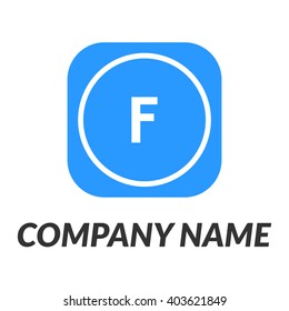 letter f rounded square shape icon logo blue
