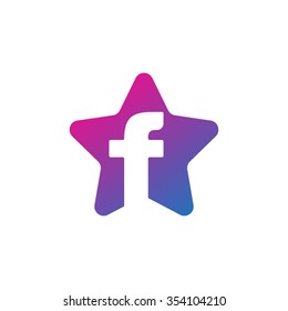 letter f rounded star shape icon logo purple blue